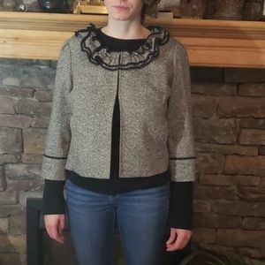 Loft Ruffle Tweed Cropped Blazer sz 10P